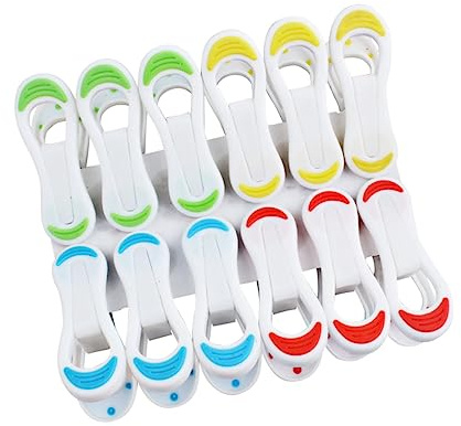 Zerodeko Non Slip 12 Pack Plastic Laundry Clips Strong Hold for Socks Diapers Towels