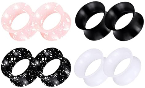 GUSXPPD 4 Pares Silicona Oído Túneles Tapones, Silicona Carne Túneles, Oído Túnele Strectchers, Doble Flared Expander, Flexible Carne Túnel Tapones, Expander Piercing Joyería 6-25MM