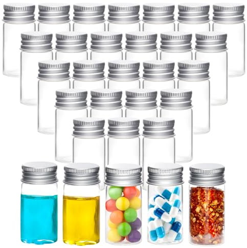 Acetiti 30 Stück 25ml Reagenzgläser mit Schraubverschluss, Transparent Reagenzglas Reagenzgläser mit Deckel Klare Flüssigkeitsprobe Fläschchen Flaschen Laborröhrchen für Hochzeit Party Süßigkeiten