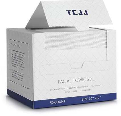 Disposable Face Towels, Clean Towels XL, 100% USDA Biobased Face Towel, Dry Wipes for Baby and Women Sensitive Skin Cleansing Skincare Makeup, Remover, 10×12 Large Soft Faces Towe, 50 Ct /1 Pac