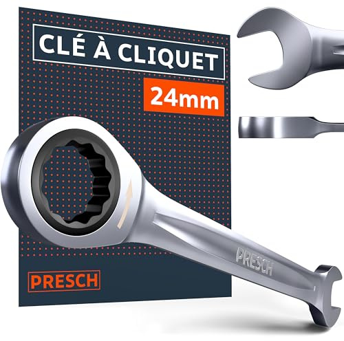 Presch Spärrnyckel 24mm - Minimal returvinkel (3°, 120 tänder) - 15° vinkel för trånga utrymmen - Precisionstillverkad, robust ringnyckel