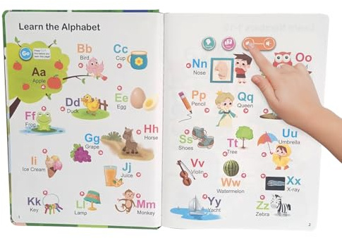 Livres de Mots parlants, Livre d'apprentissage de la Langue interactif, Jeu éducatif interactif Parlant Anglais pour d'âge préscolaire Tout-Petits avec des expériences d'apprentissage