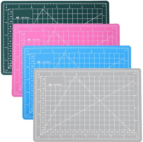 Vestamore Set Of Four Single-Sided Self-Healing Cutting Mats A5 Size 8.7 X 5.9 In, Non-Slip Pvc Craft Boards, Ideal For Sewing, Quilting, Scrapbooking In Four Colors