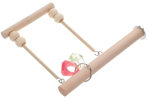Gadpiparty Columpio Colgante para Pájaros de Madera Natural Juguete Resistente a para Loros Pequeños y Medianos Accesorio Divertido para Jaula de Aves Adecuado para Uso Diario y