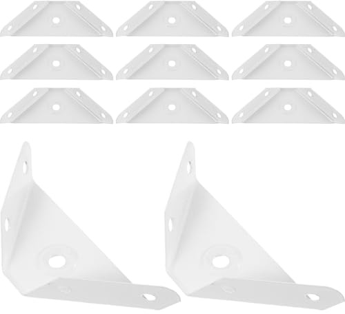 FRCOLOR Équerres d'angle Triangulaires 90° en Acier Épaissi, Supports de Fixation pour Armoire et Étagères, Lot de 12 Pièces Blanc Petit Format, Renforts Robustes pour Meubles Suspendus