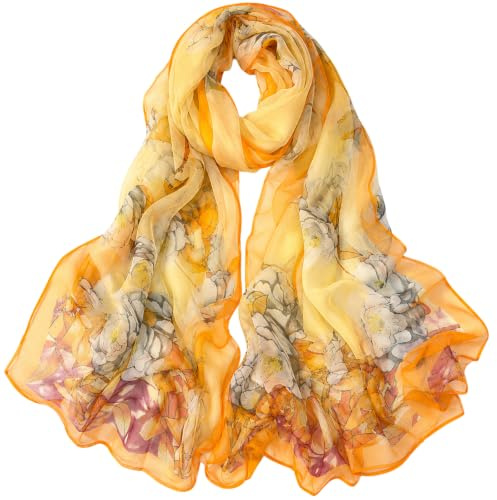 FAIRYGATE Scarf Gifts for Women Flower Floral Print Women's Scarves & Wraps Georgette Chiffon Shawl for Women Wedding Evening Scarfs