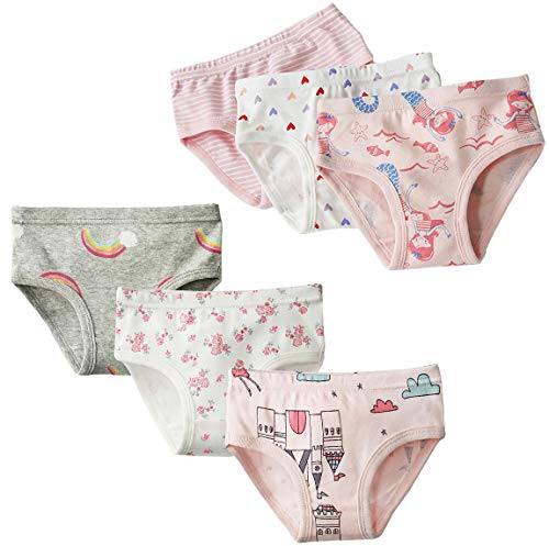 Happy Cherry Mädchen Unterhosen Komfort Unterwäsche Meerjungfrau Schloss Muster Verschiedene Design(Eine Packung von 6 Stücke)