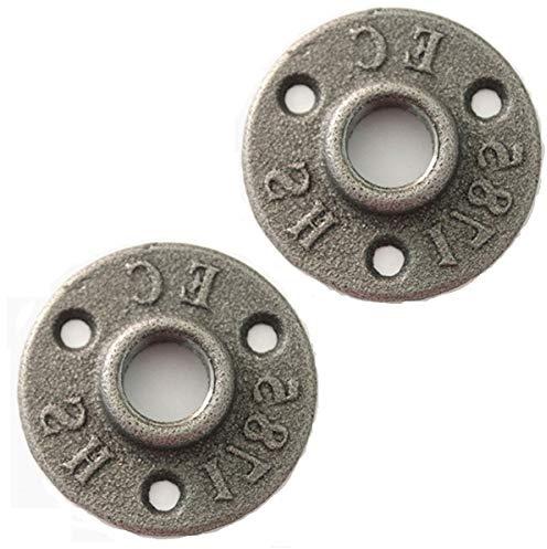 2Pack Inch Floor Flange Cast Iron Pipe Floor Threaded Pipe Fitting Industrial Steampunk Vintage Retro Decor Furniture DIY Wall Industrial (3/4 Inch)