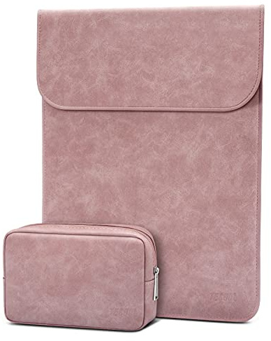 TECOOL Custodia PC Portatili 13-13,3 Pollici Pelle Borsa, Custodia per 2022 2012-2020 MacBook Air/Pro 13 M2 M1, 2021 2023 MacBook Pro 14 M3 M2 M1, 13,5 Surface Laptop, Matebook D14 -Retrò Rosa