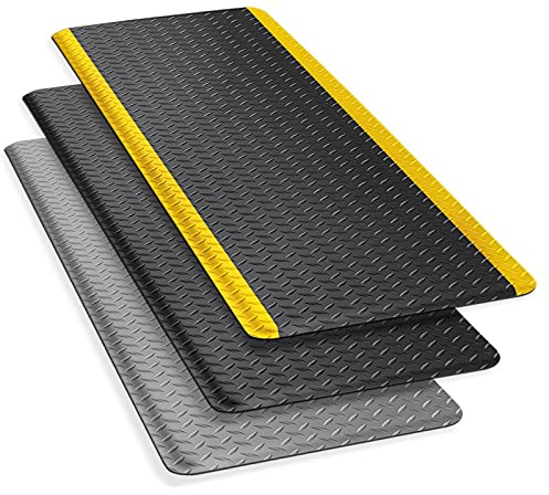 Tapis anti-fatigue pour poste de travail debout – Tapis de travail ergonomique pour plus de confort en position debout & course – Antidérapant & durable – Heavy Duty (90 x 305 cm, Diamond – Noir)