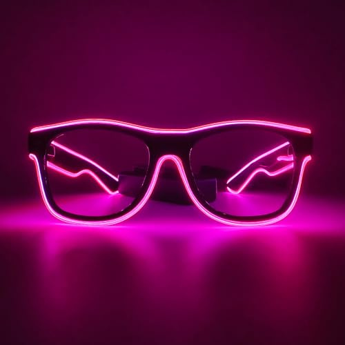 NIWWIN Occhiali LED, occhiali LED Cyberpunk, occhiali neon a filo flessibile, per discoteche, Natale, feste, regali, costumi Halloween, cosplay. (1, rosa)