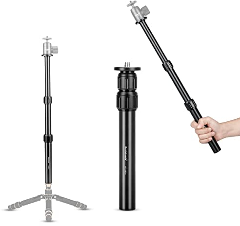 Koolehaoda Stativ Verlängerungsstange Teleskopstange 3 Abschnitte Mittelsäule Extender 21-45.5 cm Stange für Fotostudio Einbeinstativ DSLR Kamera Mikrofonstände