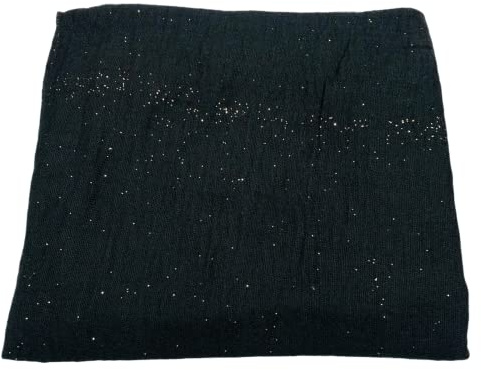 Kiran Fashion Écharpe longue et brillante à paillettes froissées pour hijab, Noir , taille unique