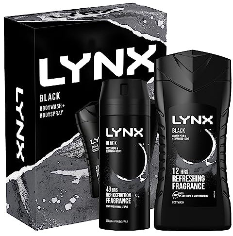 LYNX Black Duo Body Spray Gift Set Body Wash & Deodorant perfect for his daily routine 2 piece