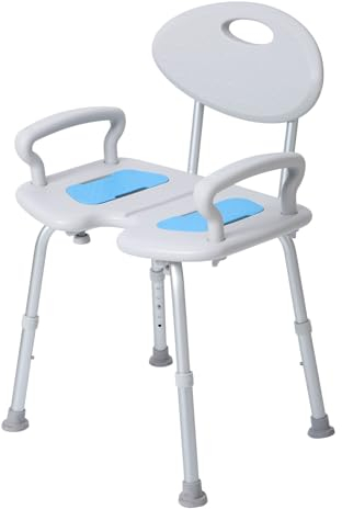 EasyVibe Duschstuhl für Senioren, Großer Duschstuhl mit Armlehnen und Rückenlehne, Robuster Duschsitz Tragfähigkeit von 160 kg, Badestuhl für Senioren - Werkzeugfreie Montage, Höhenverstellbar