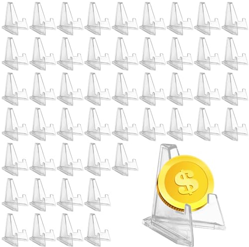 50 supporti per carte in acrilico, 57 mm, supporto in acrilico trasparente, supporto per monete, orologi da tasca, medaglie