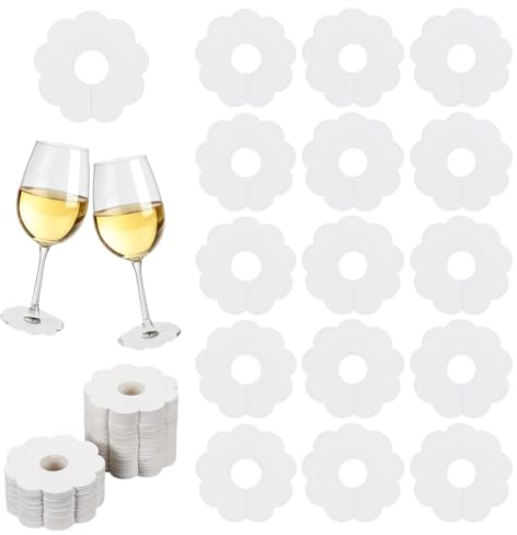 FINGERINSPIRE Marcatori per Bicchieri di Vino in Carta Floreale - Etichette per Nomi, Ciondoli e Marcatori per Bevande in Bianco