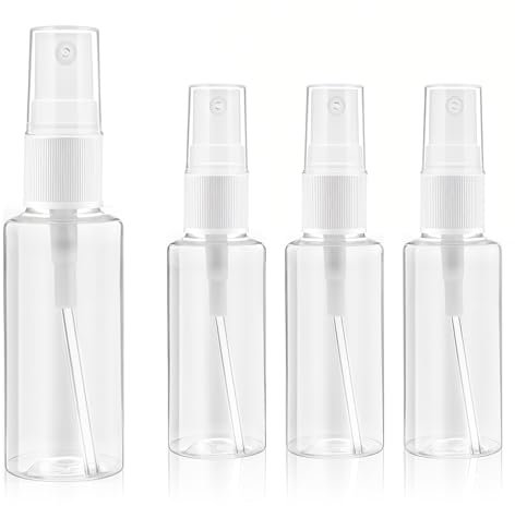 JJUNW 4 Stück Sprühflaschen Kleine, 30ml Transparente Zerstäuber Flaschen, Tragbares Plastik Mini Sprühflasche Nachfüllbar Kleine Sprühflaschen Reise Zerstäuber Reise-Parfümflaschen für Parfüms Wasser