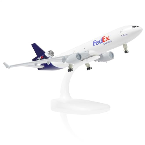 QIYUMOKE MD-11 1/300 Diecast Metal Airplane Model Kits with Stand (8.3-inch L) Cargo Airplane Model for Adult Plane Toy Aviation Gifts or Collections