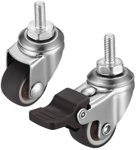 Tiardey Ruedas para Muebles de 50 mm, 2 Pulgadas, M10, giratorias, con Freno, silenciosas, Antideslizantes, con Llave y Tuerca para Muebles de Interior y Exterior, Paquete de 4