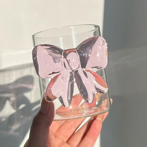 belupai Bow Glass, Vetro Martini in Cristallo Chiaro con Fiocco Rosa, Romantico Cocktail di Champagne Cocktail di Vino in Bicchiere per Matrimoni, Impegni e Occasioni Speciali, 1