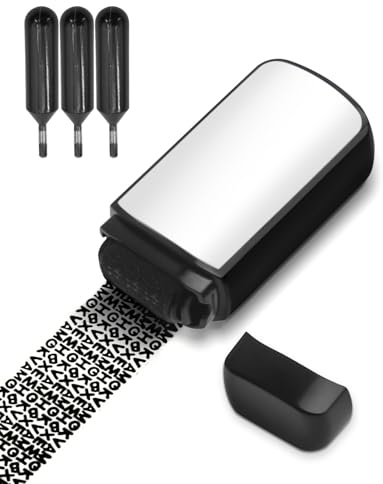 Kit de sello ancho tipo rodillo para ID Protector sello roll on protección de datos Protección contra robo de datos personales incluye 3 recambios