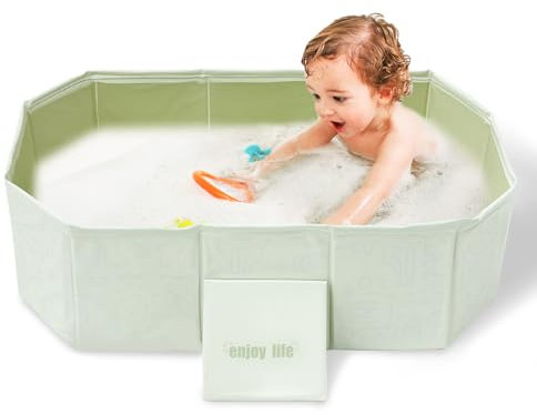Baby Badewanne,Aufblasbare Babybadewanne mit Abflussstopfen, 40° Zusammenklappbare Tragbare Badewanne für Kinder, 75 × 45 × 25 cm,Große Baby-Badewanne,Outdoor-Reisedusche für Kleinkinder(Grün)