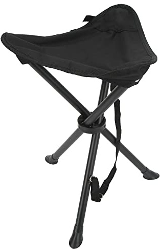 Ejoyous Fällbar Stativpall, Hopfällbar Pall, Ultralätt Campingpall, 200 Kg Lastkapacitet, Halkskydd, Bärbar Fiskepall, Hopfällbar för Camping, Jakt, Vandring, Fiske (Svart)