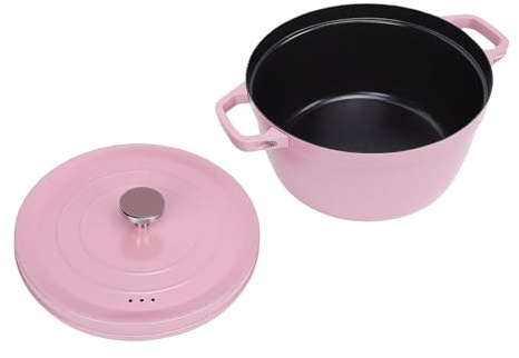 Fdit Pentola Da Forno Olandese In Lega Di Ferro, Forno Olandese Smaltato Da 24 Cm Con Coperchio Per Brasatura Cottura A Induzione Fornello A Gas Compatibile Pentola
