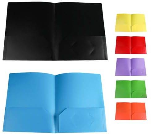 Dossiers en Plastique Pp à 2 Pochettes, Lot de 7, avec Fente