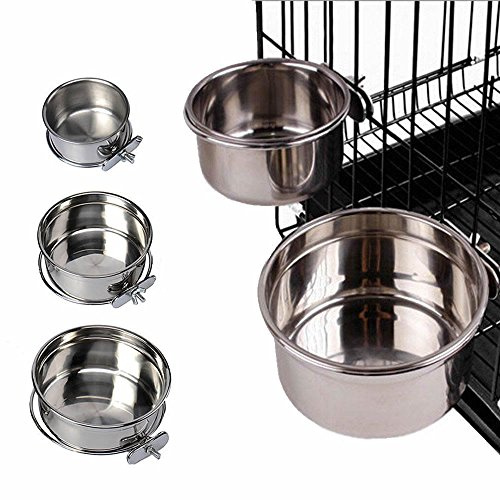 Bunty Stainless Steel Clip-On Dog Bowls - Crate Water/Dog Food Bowl for Small to Large Dogs - Ideal for All Pets - Easy Install, Rust Resistant - Medium, 14cm Diameter