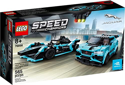 LEGO 76898 Speed Champions Formula E Panasonic Jaguar Racing GEN2 car & Jaguar I-PACE eTROPHY Race Cars Set