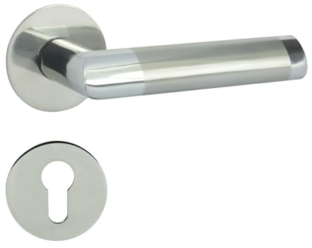 DOMINO JARO-R SLIM M6/M9 - Maniglia a cilindro profilato in PZ, per porte della stanza, set con rosette