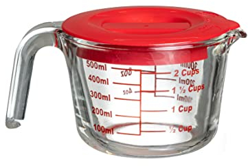 Tasse doseuse Sareva - avec couvercle - Verre résistant à la chaleur - 500 ml