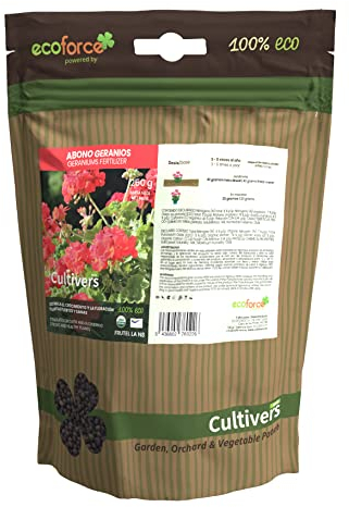CULTIVERS Organic Geranium and Flowering Plant Fertilizer 250 g. Bio Fertilizer Boosts the Flowering and Aroma of Flowers. 100% organic and Vegan origin