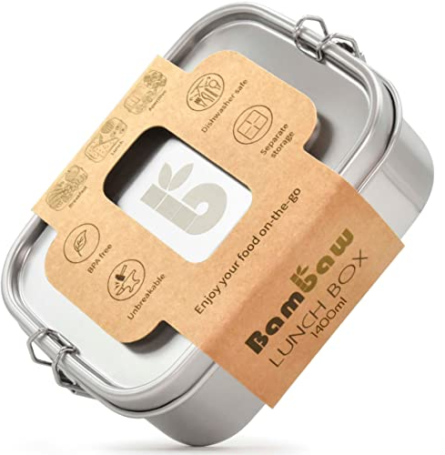 Bambaw BBxLBxMTx1400 Lunch Box, Stainless Steel, Silver