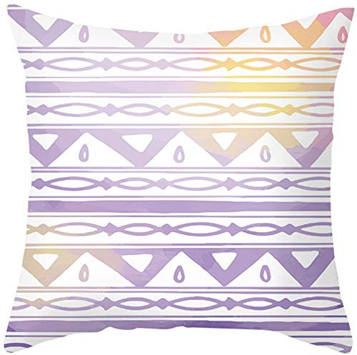 EHOMERY Kissenbezüge Vintage Kissenhülle Fransen Dreieck Ovales Muster Samt Zierkissenbezüge Kissenbezüge Modern Kissenbezug Outdoor Wohnzimmer Sofa Dekoration Weiß Lila 20X20 Inches