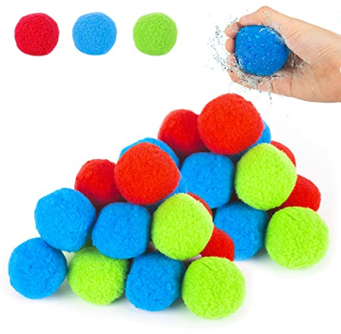 AWAVM Lot de 30 bombes à eau souples réutilisables - Couleurs vives - Respectueux de l'environnement - Pour bataille d'eau dans le jardin, la piscine et le tramn