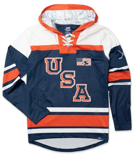 ChalkTalkSPORTS Hockey Hooded Sweatshirt | Patriotic Hockey | Youth Medium