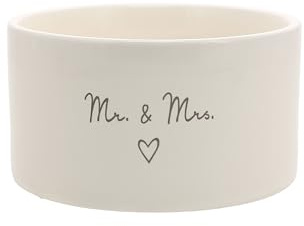 Pavilion Gift Company - Mr & Mrs - 10 oz Soy Wax Ceramic Vessel Candle Housewarming Apartment-Warming Engagement Groom Bride Newlywed Husband Wife Wedding Day Gift Present Neutral Home Decor