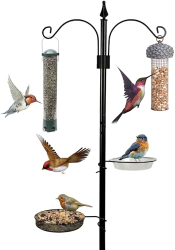 ZENO Bird Feeders Hanging Station | Bird Feeder | Heavy Duty Feeding Station for Birds | Birds Feeding Pole | Multi Feeder Standing with Metal Suet, Water Dish | Includes 2 Stations