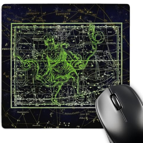 3dRose Retro Star Map. Zodiac Constellation of Ophiuchus. Green Color... - Mouse Pads (mp-372493-1)