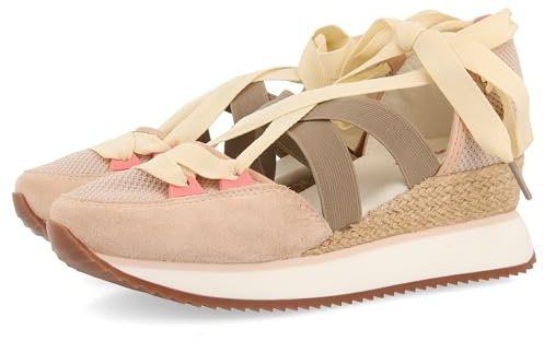 GIOSEPPO SAMOBOR White Open Sneakers with Wedge for Women, Nude, 7 UK