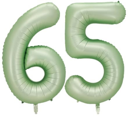 Guoguonb 40 Zoll Zahl 65. Geburtstag Deko Riesen Aufblasbar Helium Folienballon Nummer 65 Luftballons Personalisiertes Design Ballon für Gedenktag Geburtstag Dekoration (Wassermelone Grün)