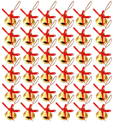 36 Stück Vintage Bronze Glöckchen Mini Hängende Glocken, Mini Bronze Bells, für Hochzeiten, Hundetürklingeln, Schmuck, Nähen, Weihnachten Halloween Dekoration Glocken Basteln, 24 x 28 mm