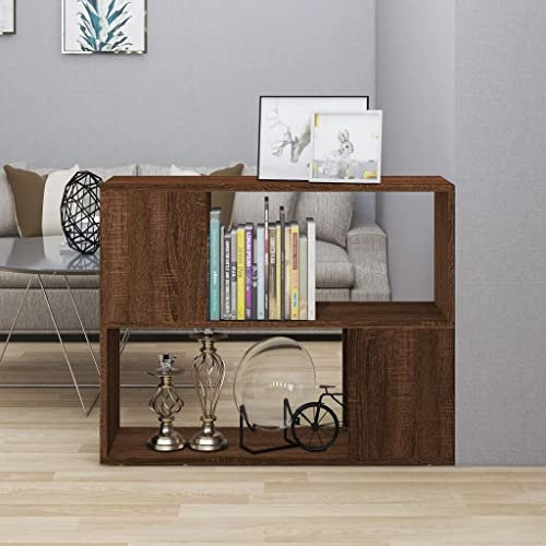 Homgoday Bookcase/Divider Oak Brown 80 x 24 x 63 cm, TV Stand Low Cabinet for TV for Industrial Living Room Coffee Table TV Stand Living Room