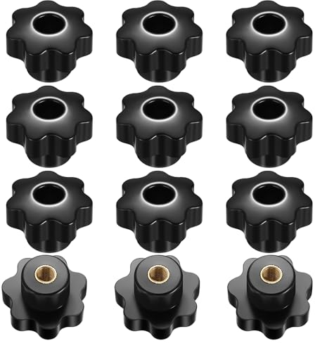 12 tornillos de estrella M8, tornillos de mariposa de 38 mm de diámetro exterior, tornillos de perilla de estrella, tuercas de mariposa, tuercas de perilla de estrella, tornillos de mariposa negros