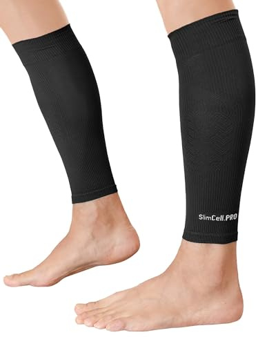 SLIMCELL PRO Polpaccera Compressione Uomo e Donna - Fascia Polpaccio Compressione, Fascia Elastica Polpaccio, Elastica, Compression Sleeve, Gambali Compressione - Made In Italy (WHITE, XS-S)