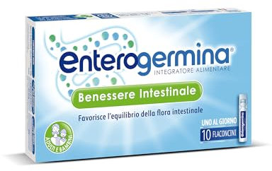 Enterogermina Benessere Intestinale, Fermenti Lattici Probiotici, Integratori Adulti e Bambini 3+ Favorisce l’Equilibrio della Flora Batterica Intestinale, Senza Glutine (10 Flaconcini/5 ml)