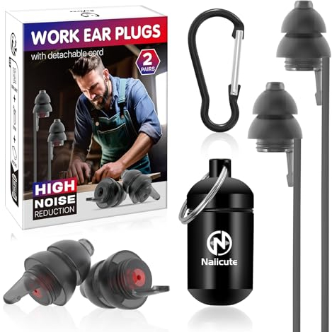 Ohrstöpsel Gehorschutzschutz Arbeit Mit Kordel, 2 Paar Lärmschutz ohrenstöpsel für Heimwerker und Professionelle Handwerker, Wiederverwendbar Weich Silikon in Ear Earplugs, 25 dB Noise Cancelling